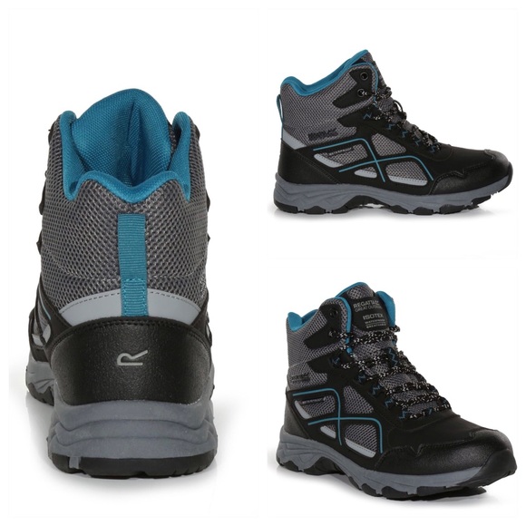 Regatta Lady Vendeavour Waterproof Hiking Boots Black & Teal Walking Boot SZ 9 - Picture 2 of 16